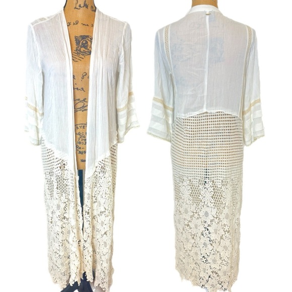 ANNA SUI X O'Neill Women's Wanderer Kimono Cover Up white lace eyelet S - Picture 5 of 7
